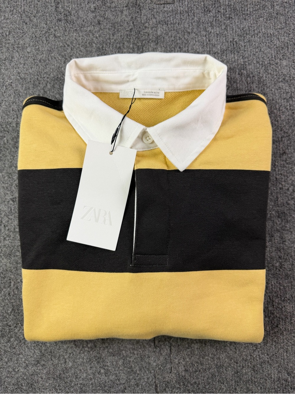 Zara Mens Cotton Blend Long Sleeve Rugby Polo Shirt Size M Multicolor
